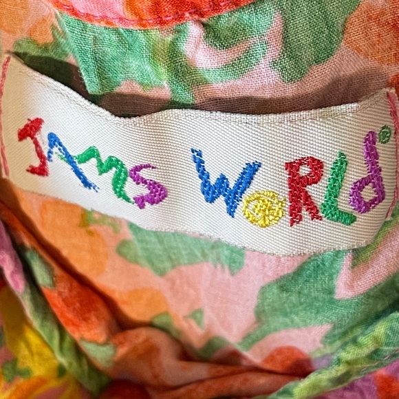 Vtg Jams World Floral Shift Dress Hawaiian Cotton Sleeveless Artsy Boho Y2K XL - Picture 8 of 9